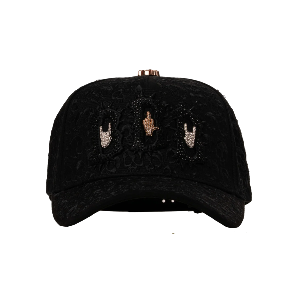 BARBAS HAT BBB HAND SKULL CRYSTALS NEGRA HAT