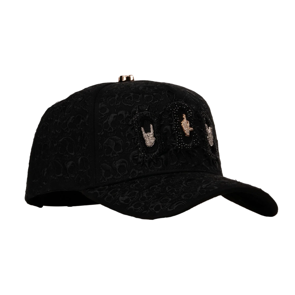 BARBAS HAT BBB HAND SKULL CRYSTALS NEGRA HAT